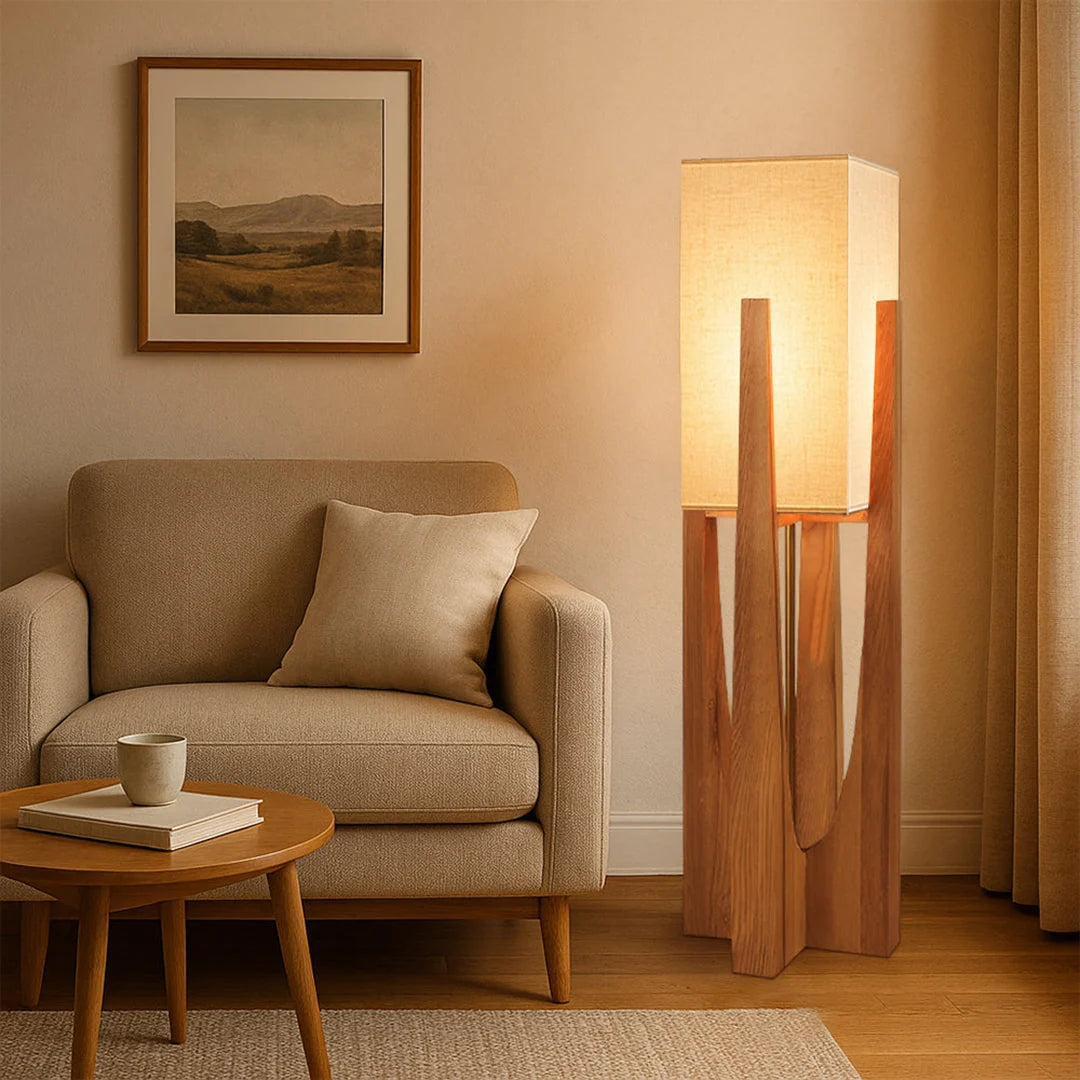 Organic Floor Lamp – Japanese Wabi Sabi Sculptural Natural Design