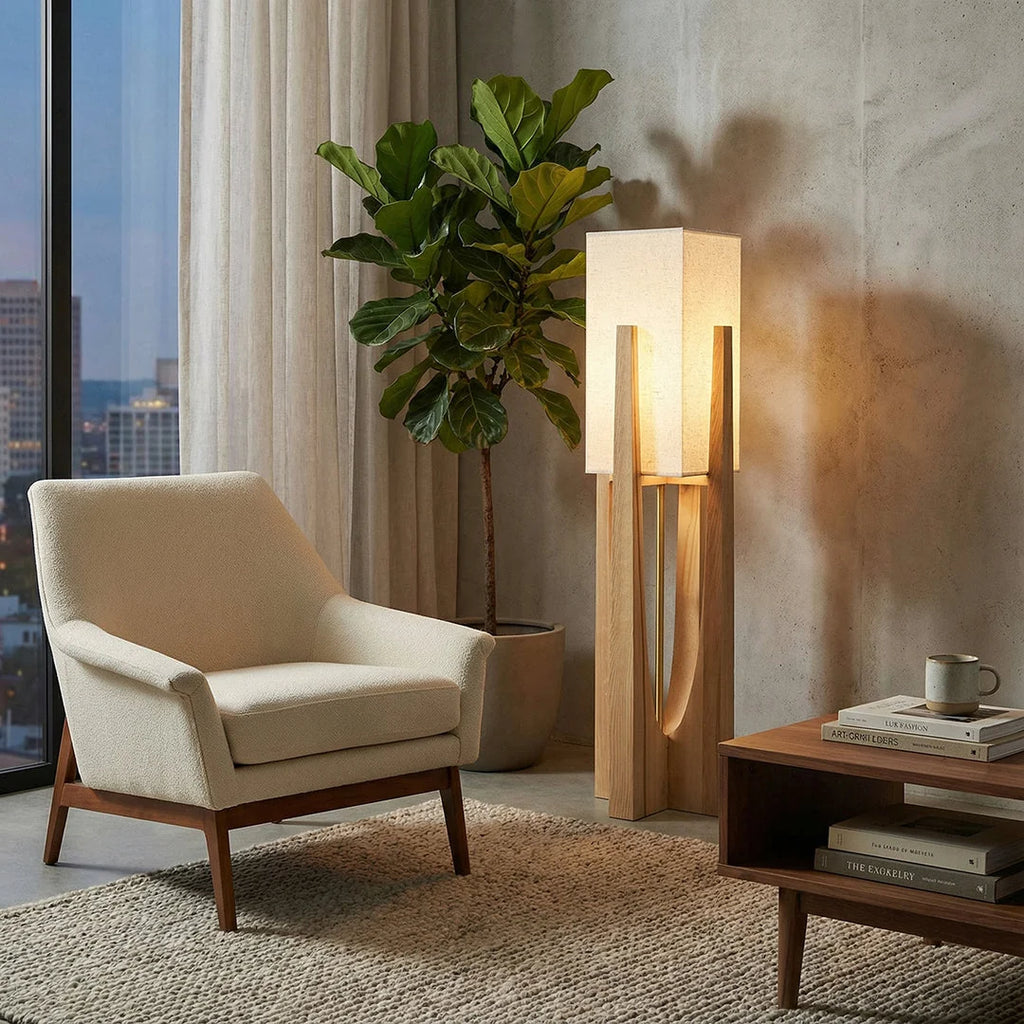 Organic Floor Lamp – Japanese Wabi Sabi Sculptural Natural Design